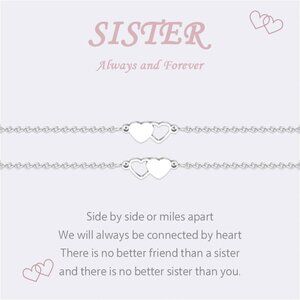 Matching Heart Stainless Steel Bracelets for Women Girls Birthday Gift Set